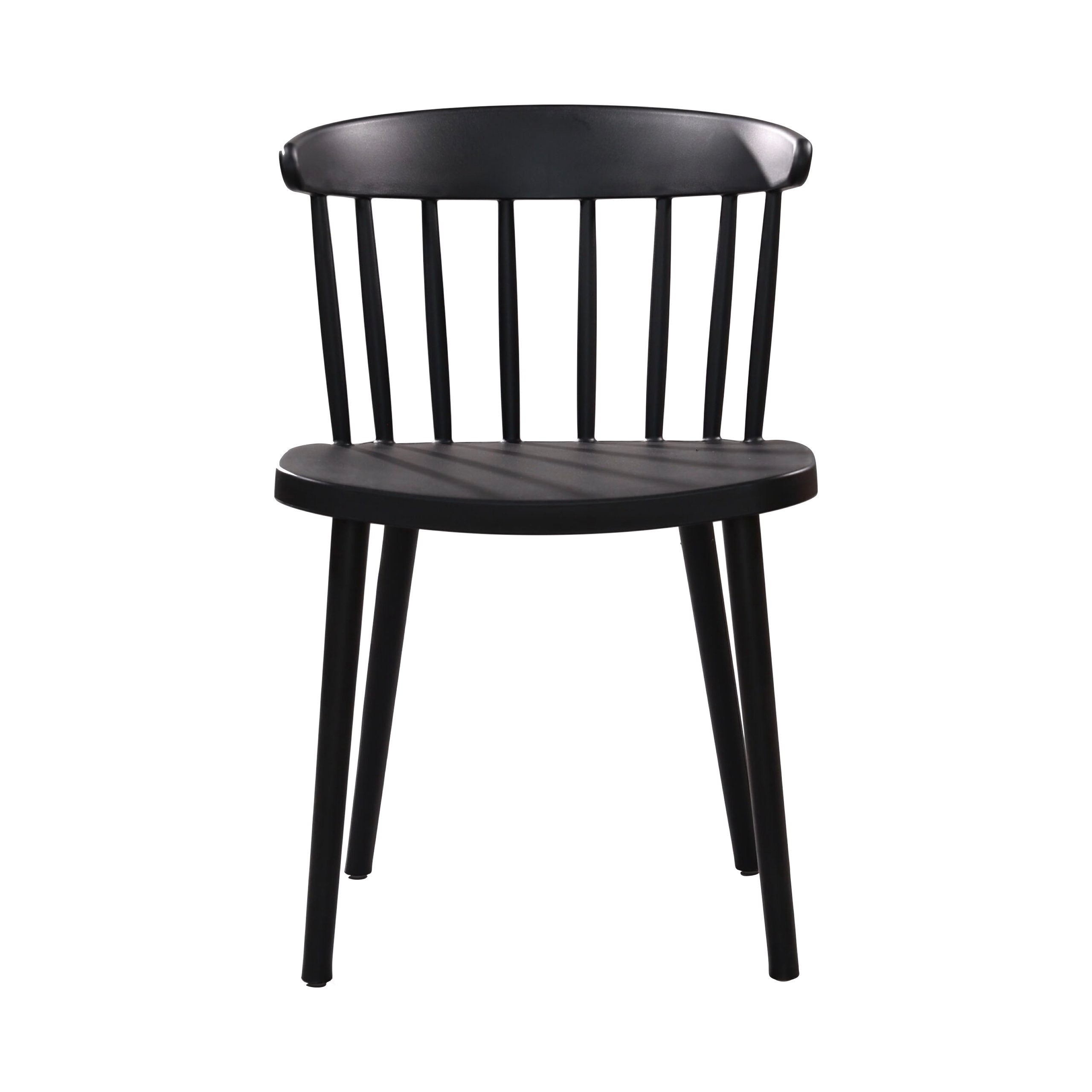 Windsor Style PP Plastic Dining Chair - Stackable All-Weather Patio Side Chair for Restaurant, Cafe & Bistro