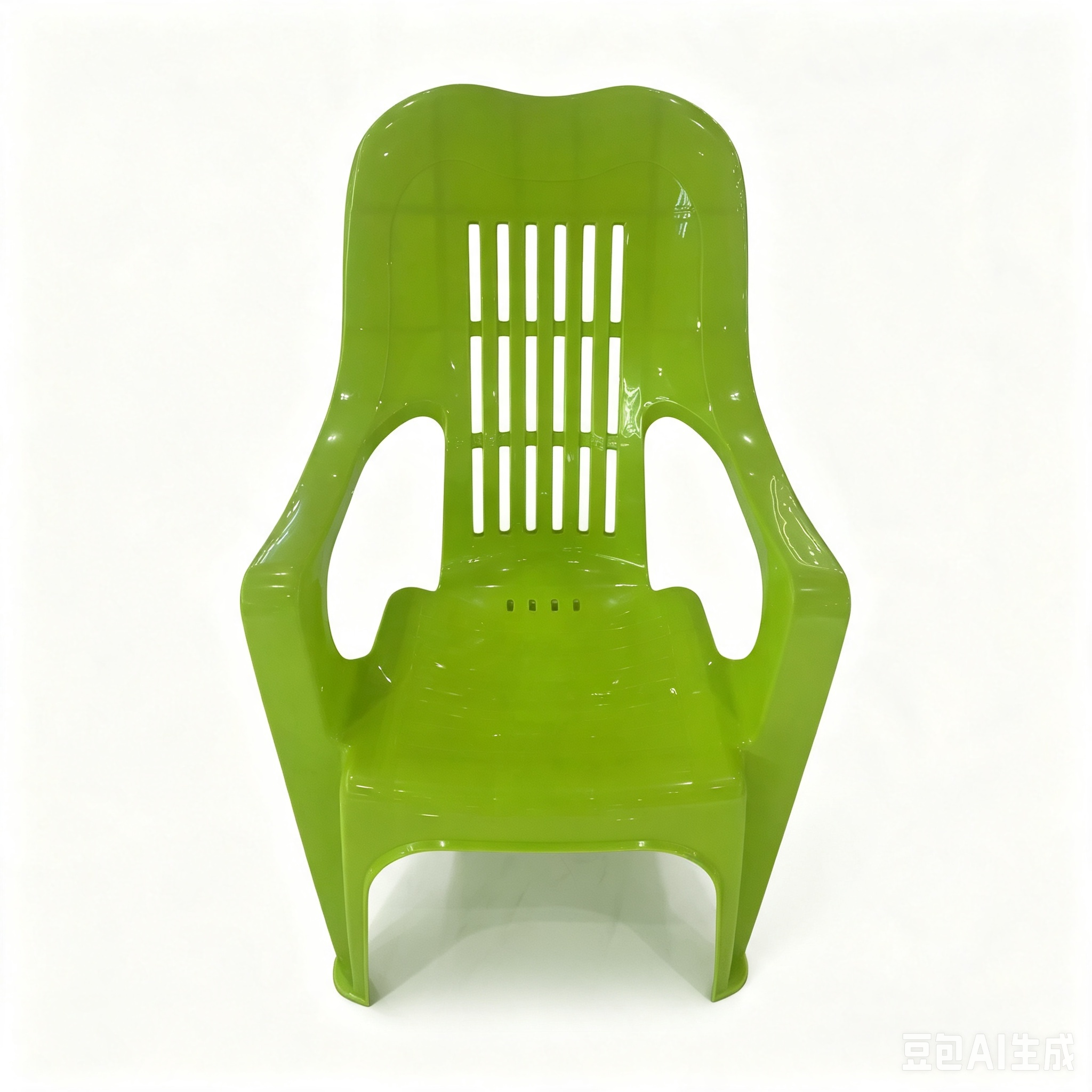 Monoblock High‑Back PP Plastic Armchair, Vertical Grille Hollow Backrest Stackable Outdoor Patio Garden Chair With Armrest for Cafe Restaurant