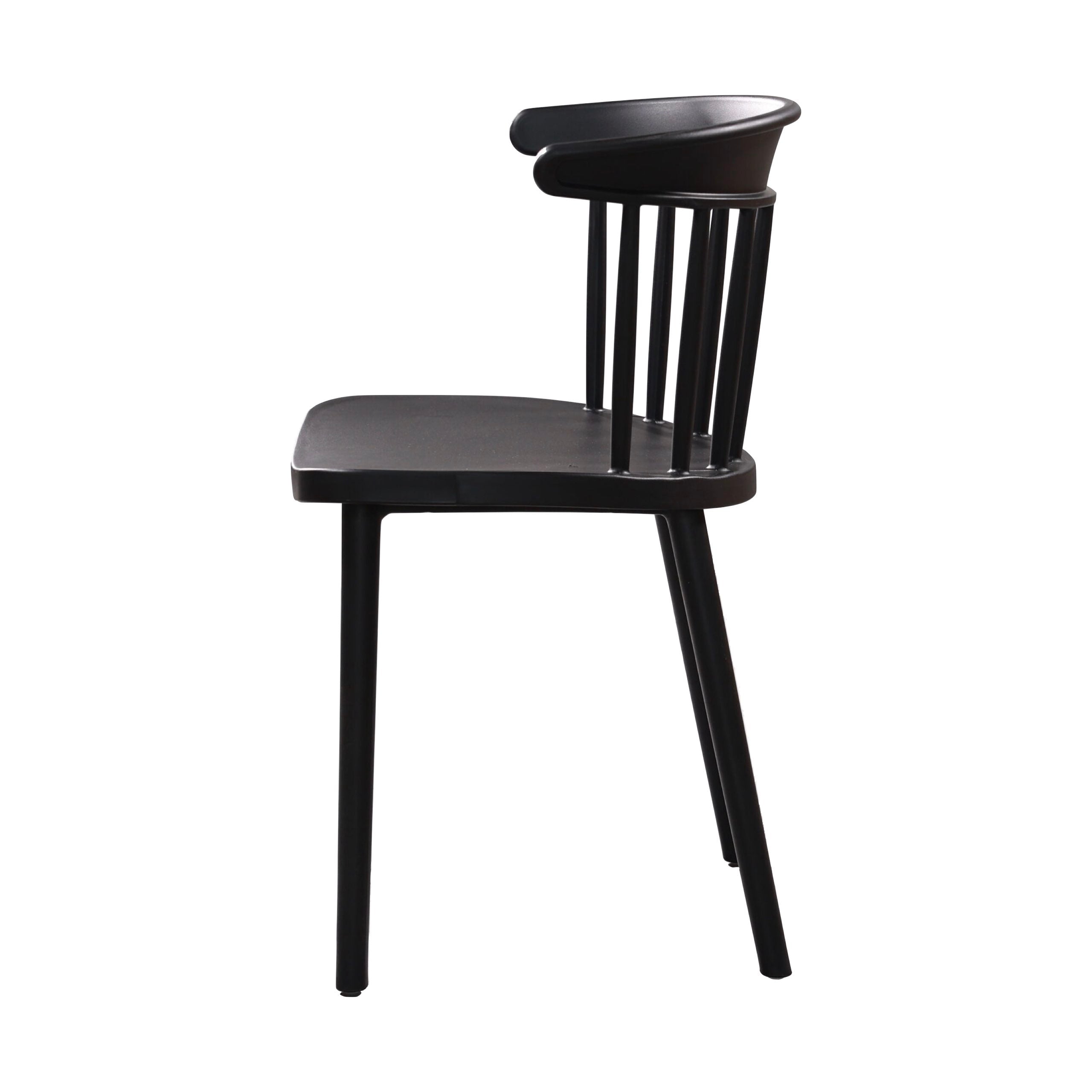 Windsor Style PP Plastic Dining Chair - Stackable All-Weather Patio Side Chair for Restaurant, Cafe & Bistro