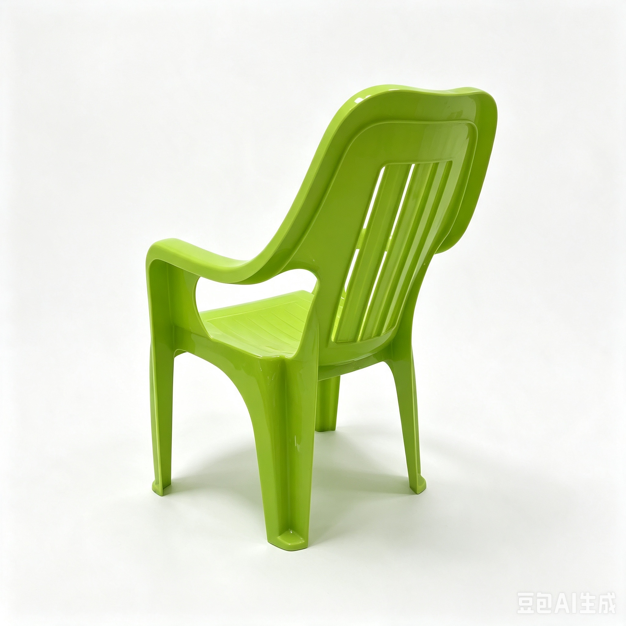 Monoblock High‑Back PP Plastic Armchair, Vertical Grille Hollow Backrest Stackable Outdoor Patio Garden Chair With Armrest for Cafe Restaurant