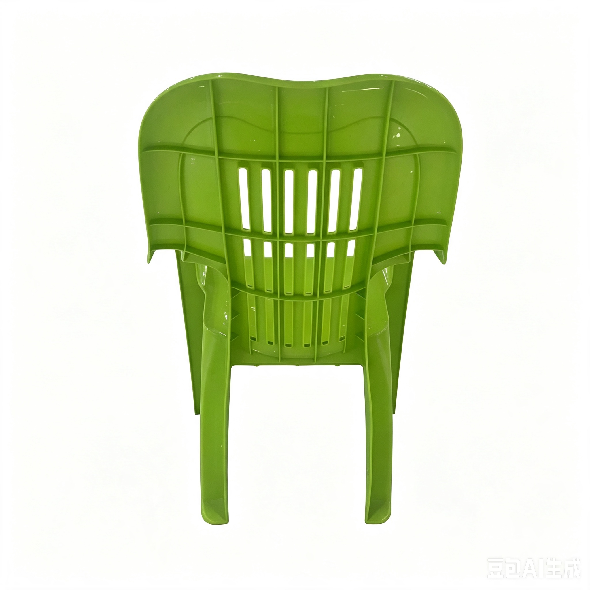 Monoblock High‑Back PP Plastic Armchair, Vertical Grille Hollow Backrest Stackable Outdoor Patio Garden Chair With Armrest for Cafe Restaurant