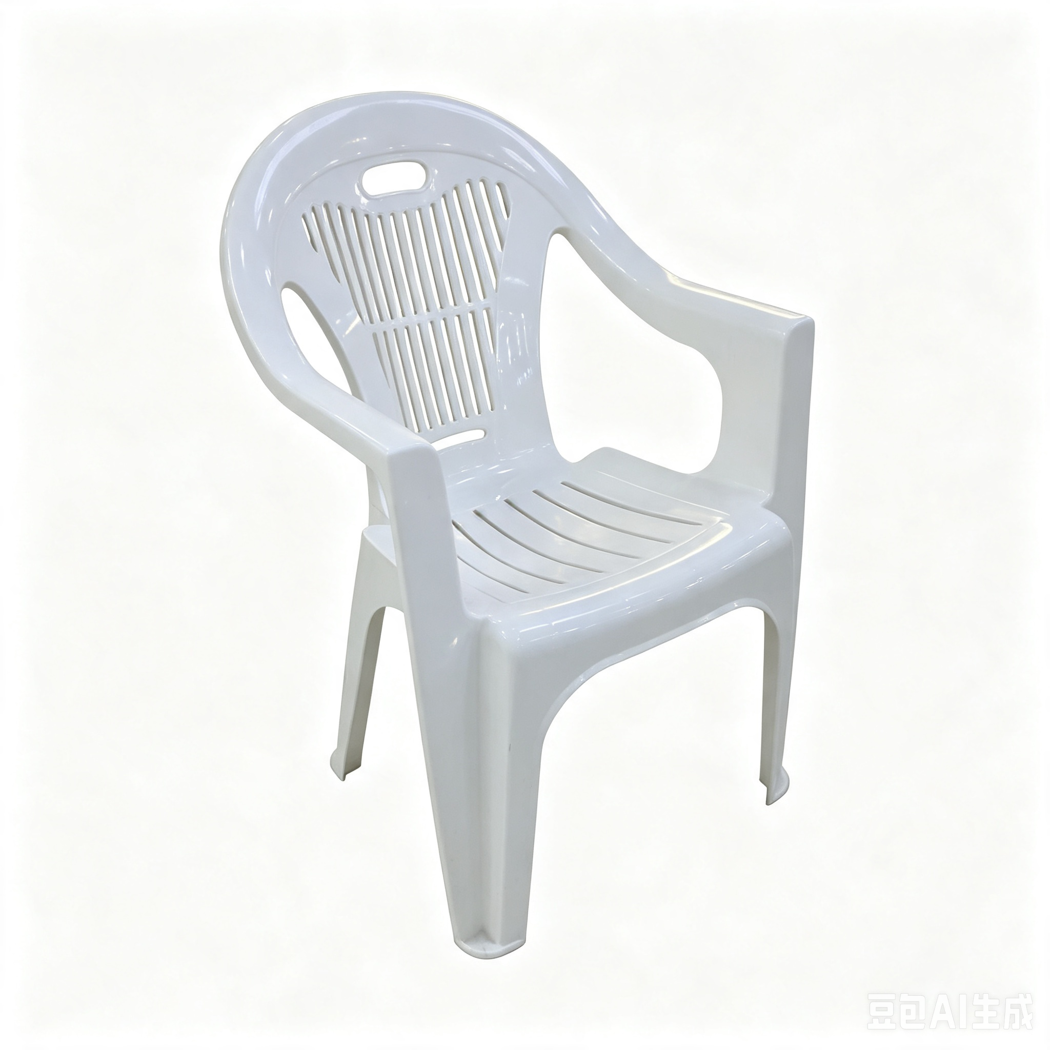 Monoblock PP Plastic Armchair, Double‑Slotted Hollow Backrest & Seat Stackable Outdoor Patio Garden Chair With Armrest for Cafe Restaurant