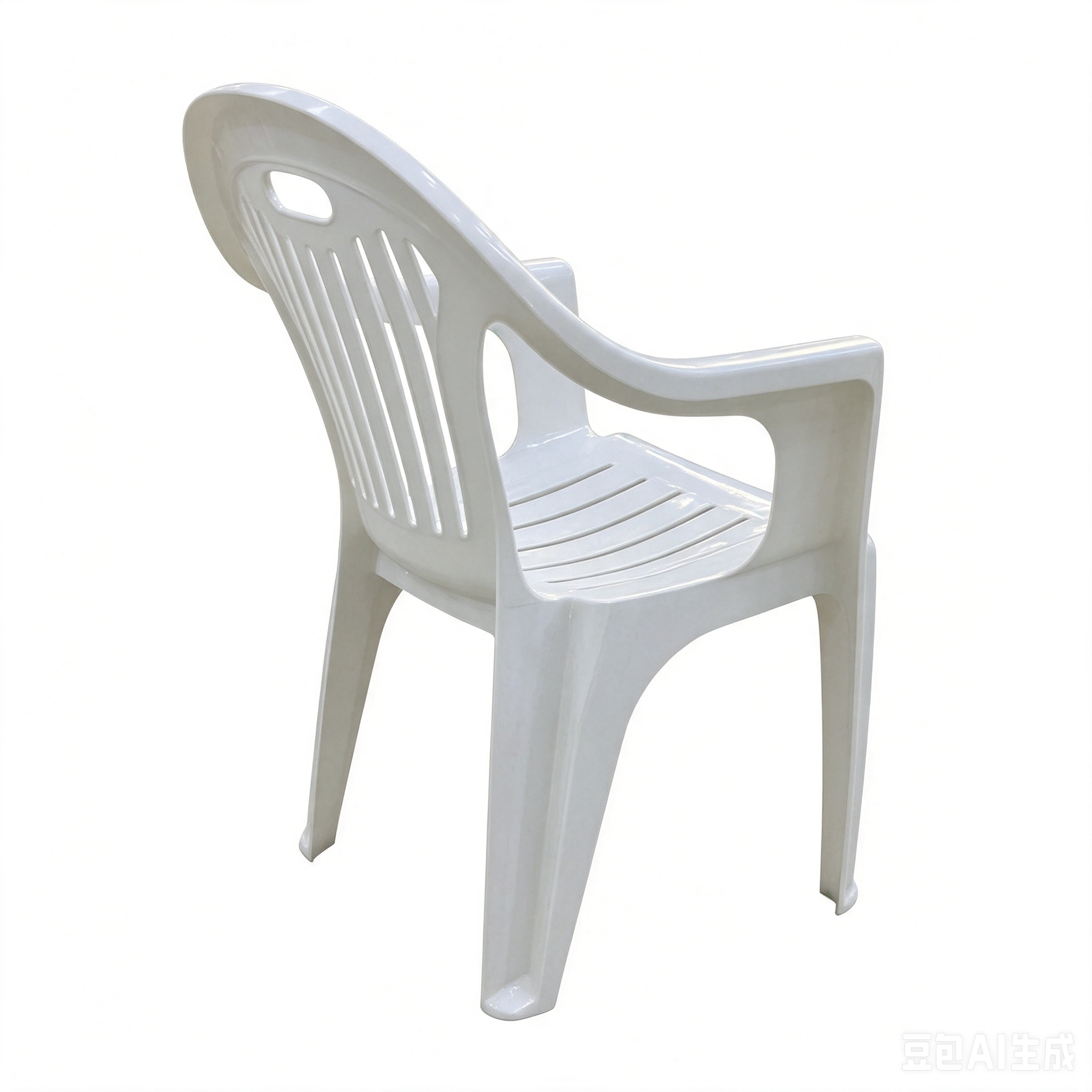 Monoblock PP Plastic Armchair, Double‑Slotted Hollow Backrest & Seat Stackable Outdoor Patio Garden Chair With Armrest for Cafe Restaurant