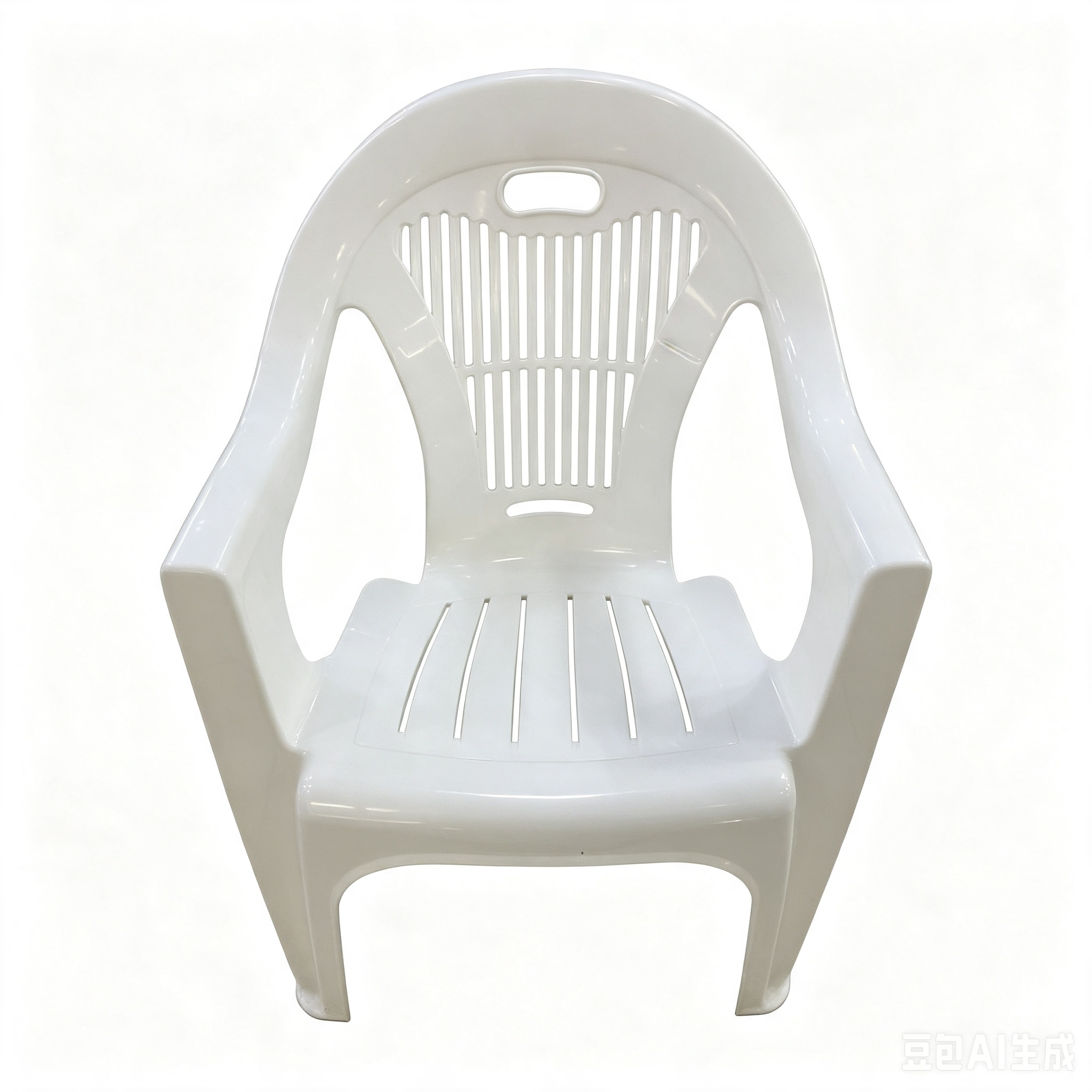 Monoblock PP Plastic Armchair, Double‑Slotted Hollow Backrest & Seat Stackable Outdoor Patio Garden Chair With Armrest for Cafe Restaurant