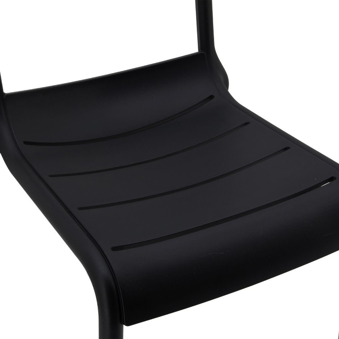 Stackable Black Plastic Outdoor Chairs – Armless, Lightweight & Durable Patio Seating