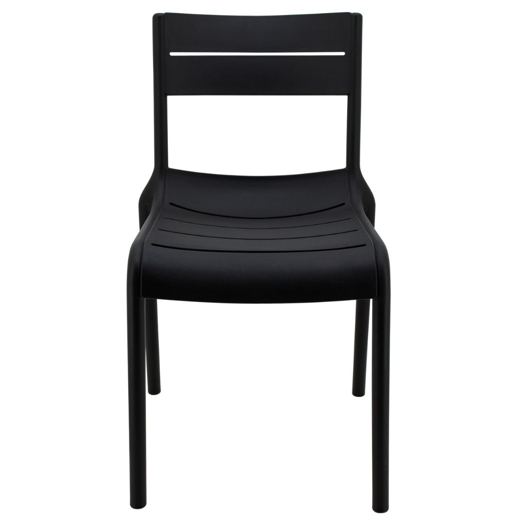 Stackable Black Plastic Outdoor Chairs – Armless, Lightweight & Durable Patio Seating