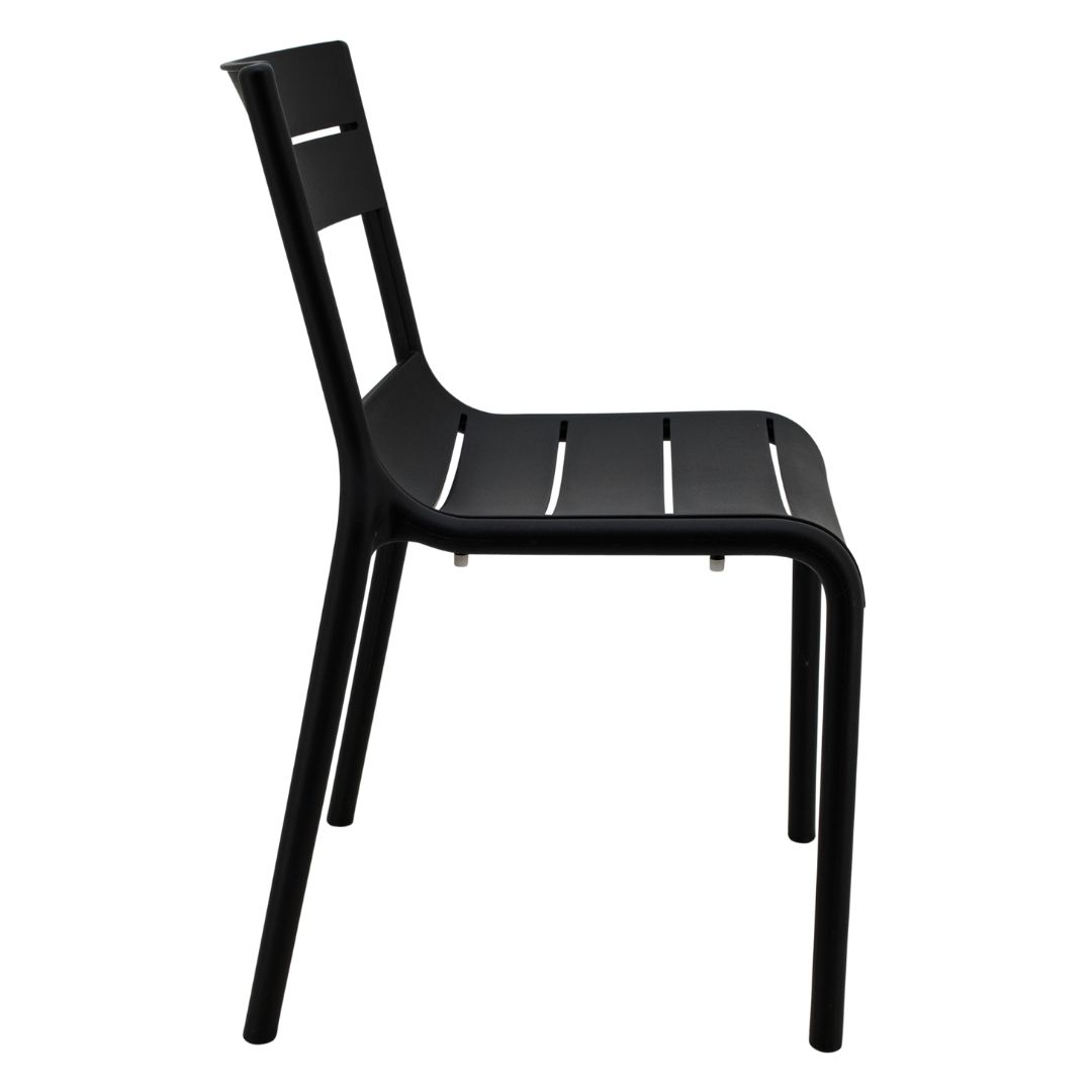 Stackable Black Plastic Outdoor Chairs – Armless, Lightweight & Durable Patio Seating
