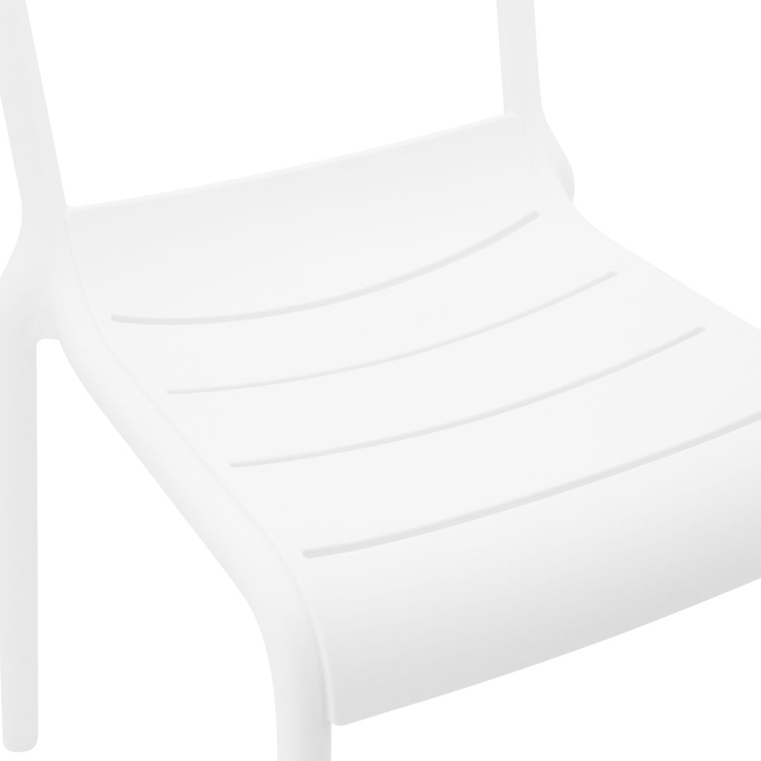 Stackable White Plastic Outdoor Chairs – Lightweight, Durable, and Space-Saving Patio Seating