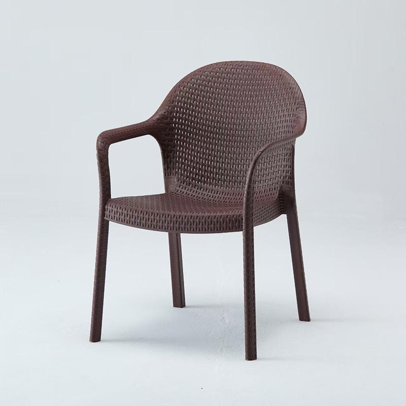 Modern Rattan Style Polypropylene Plastic Chair with Armrest for Outdoor & Dining Use