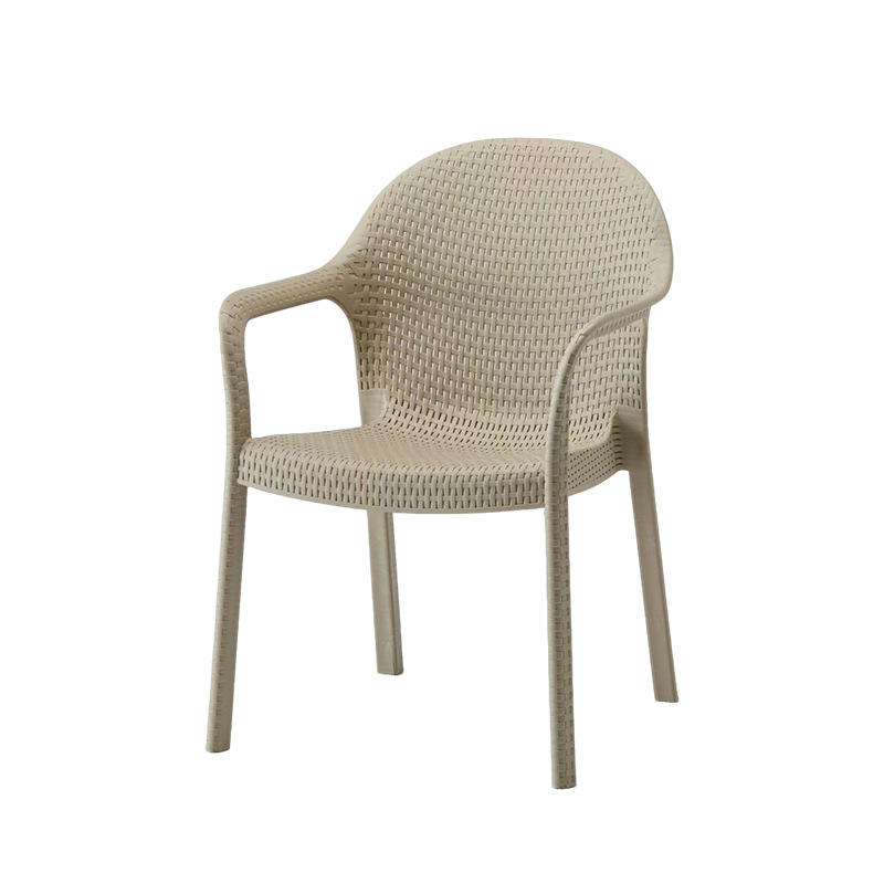 Modern Rattan Style Polypropylene Plastic Chair with Armrest for Outdoor & Dining Use
