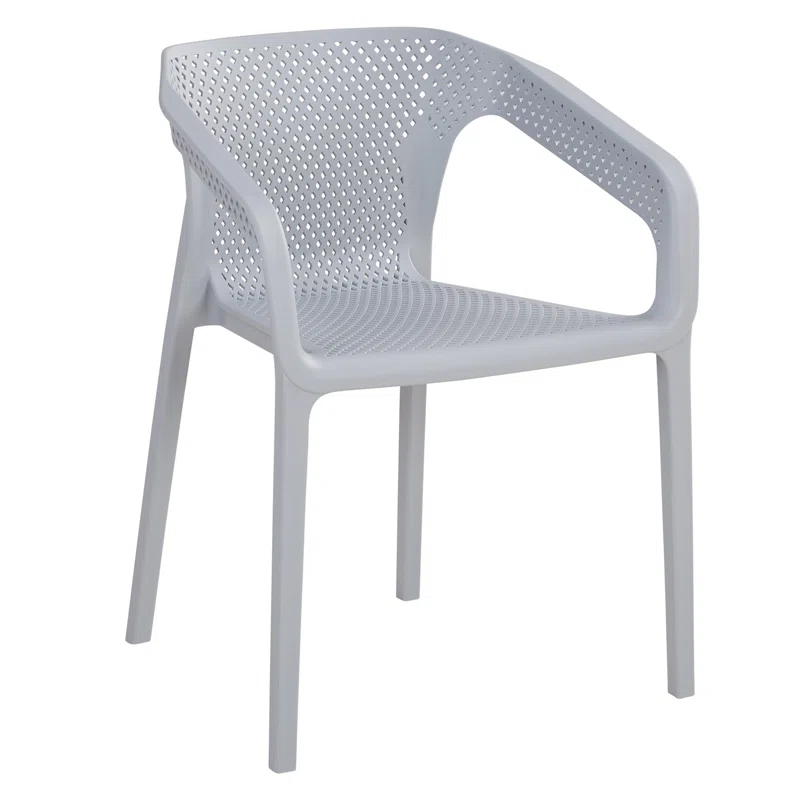 Plastic Garden Armchair In Light Grey-PP Chair