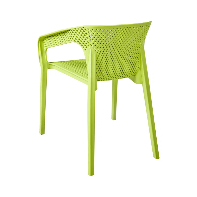 Breathable Mesh PP Plastic Outdoor Armchair - Stackable All-Weather Patio Chair for Restaurant, Cafe & Bistro