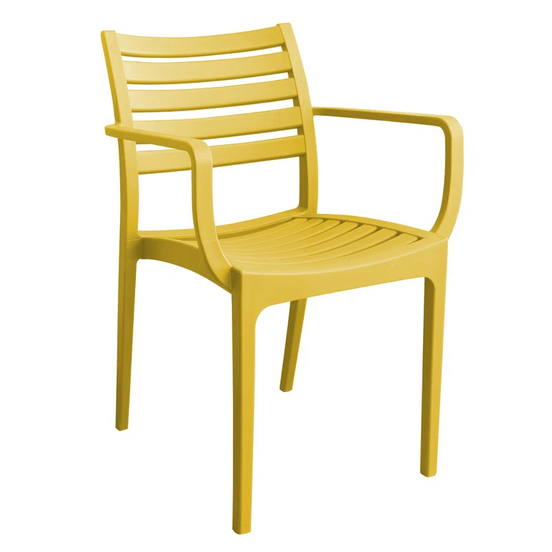 Slatted PP Plastic Outdoor Armchair - Stackable Patio Chair for Restaurant, Cafe & Hotel Use