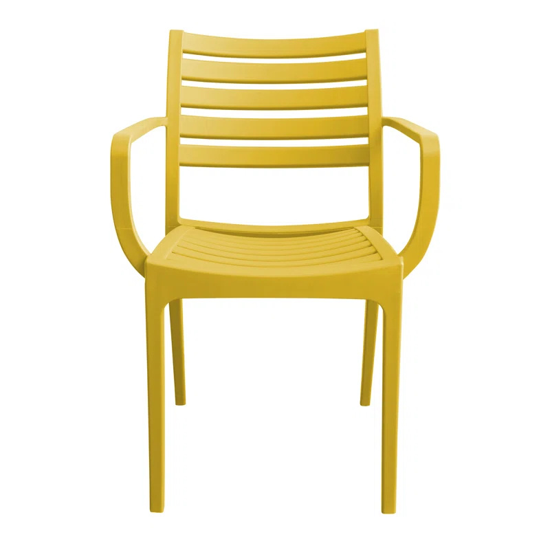 Slatted PP Plastic Outdoor Armchair - Stackable Patio Chair for Restaurant, Cafe & Hotel Use