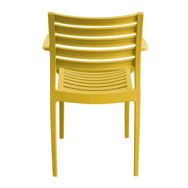 Slatted PP Plastic Outdoor Armchair - Stackable Patio Chair for Restaurant, Cafe & Hotel Use
