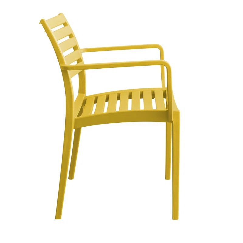 Slatted PP Plastic Outdoor Armchair - Stackable Patio Chair for Restaurant, Cafe & Hotel Use