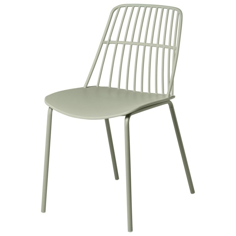 Light Green Plastic Outdoor Chair With Metal Feet