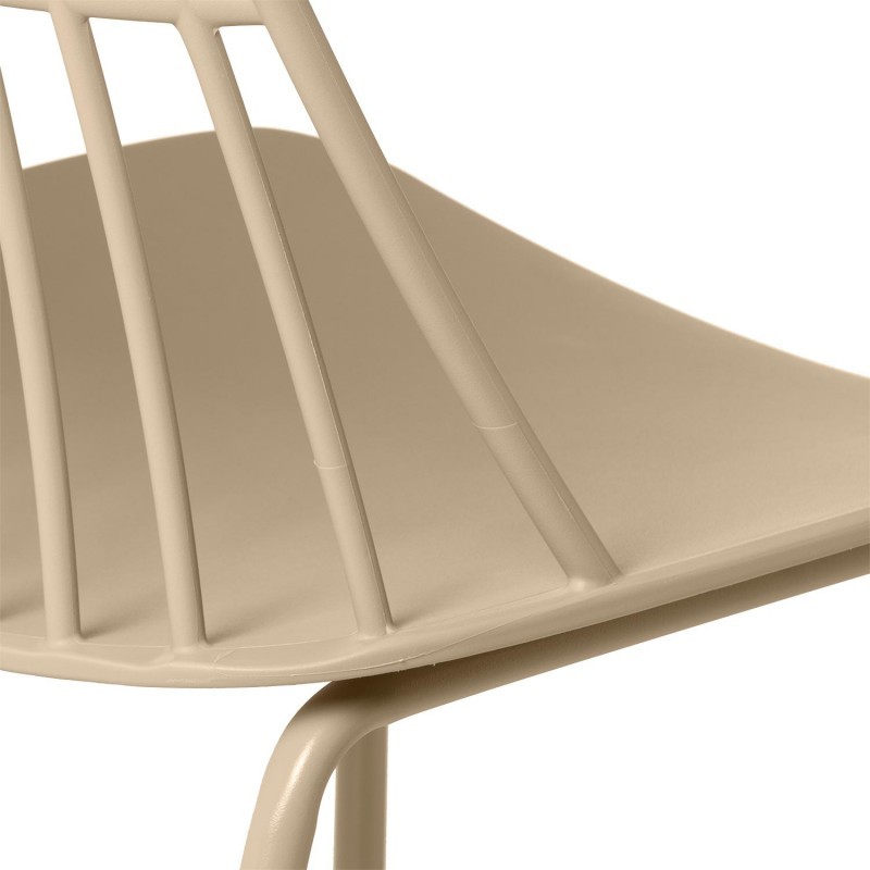 Taupe Plastic Outdoor Chair With Metal Feet
