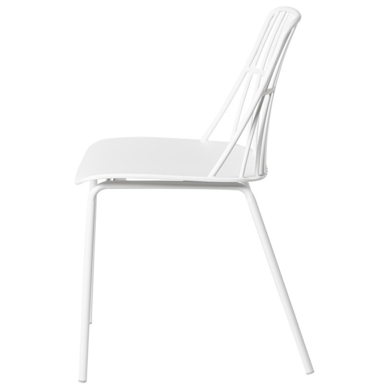 White Plastic Outdoor Chair With Metal Feet