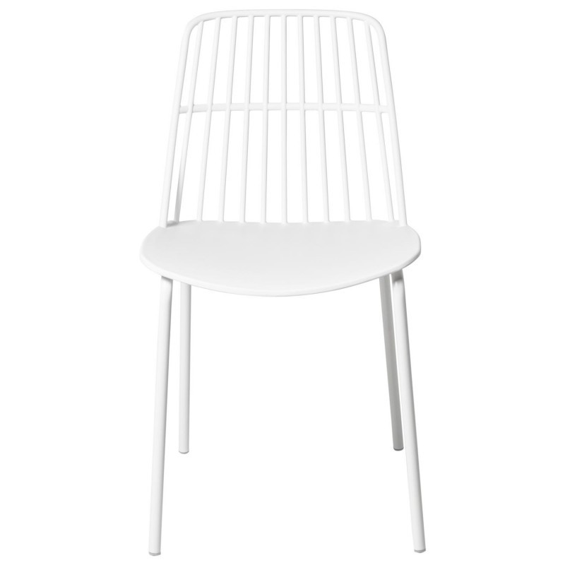 White Plastic Outdoor Chair With Metal Feet