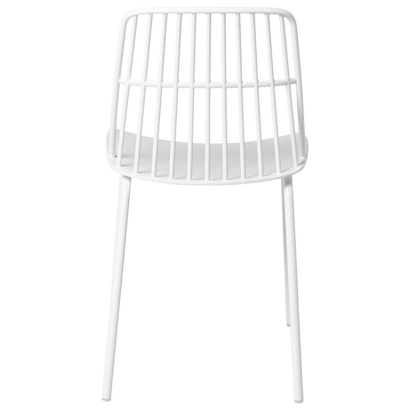 White Plastic Outdoor Chair With Metal Feet