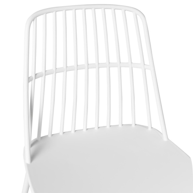 White Plastic Outdoor Chair With Metal Feet