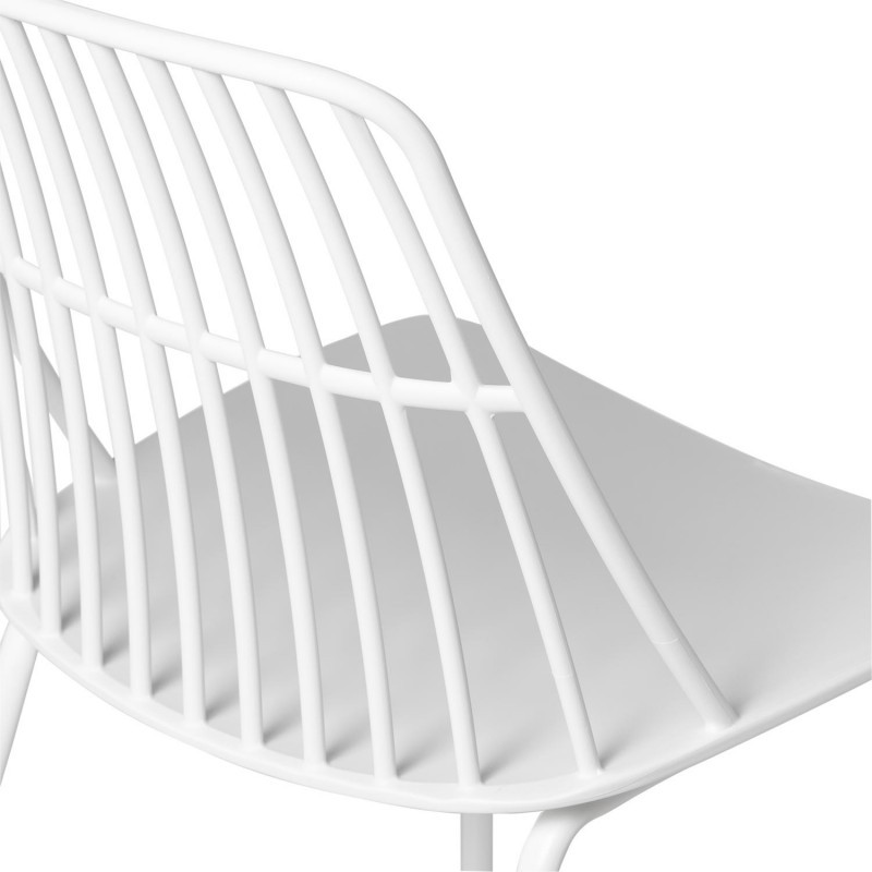 White Plastic Outdoor Chair With Metal Feet