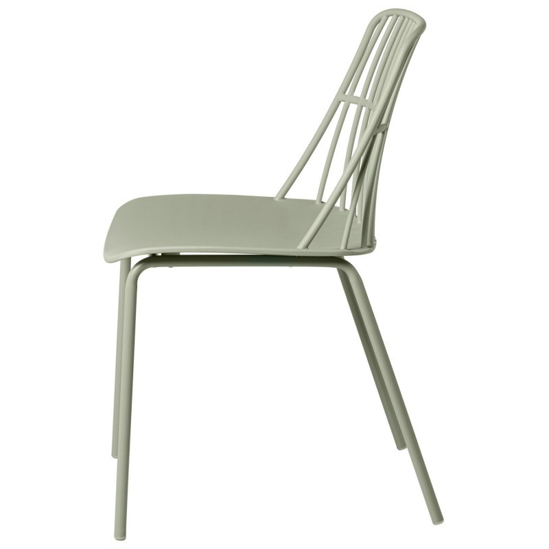 Light Green Plastic Outdoor Chair With Metal Feet