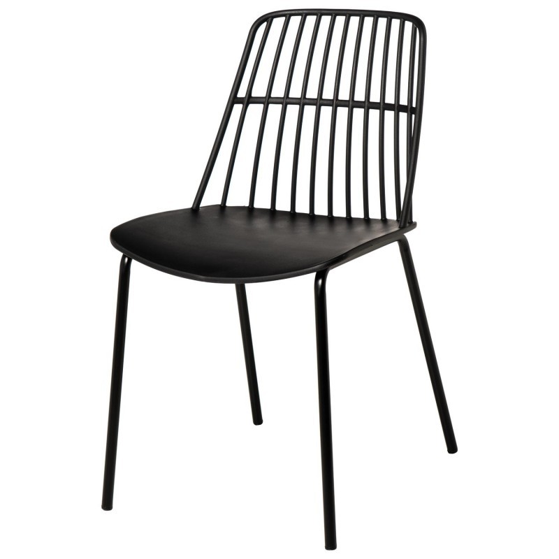 Black Plastic Outdoor Chair With Metal Feet
