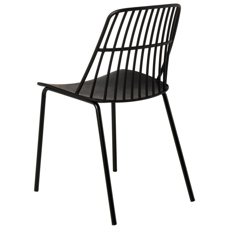 Black Plastic Outdoor Chair With Metal Feet