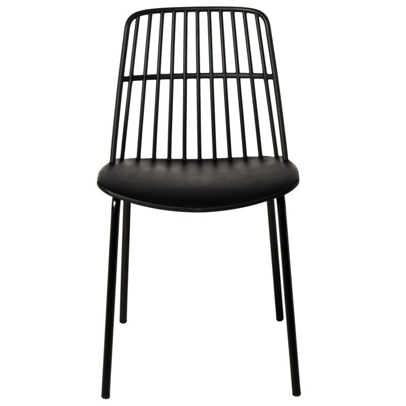 Black Plastic Outdoor Chair With Metal Feet