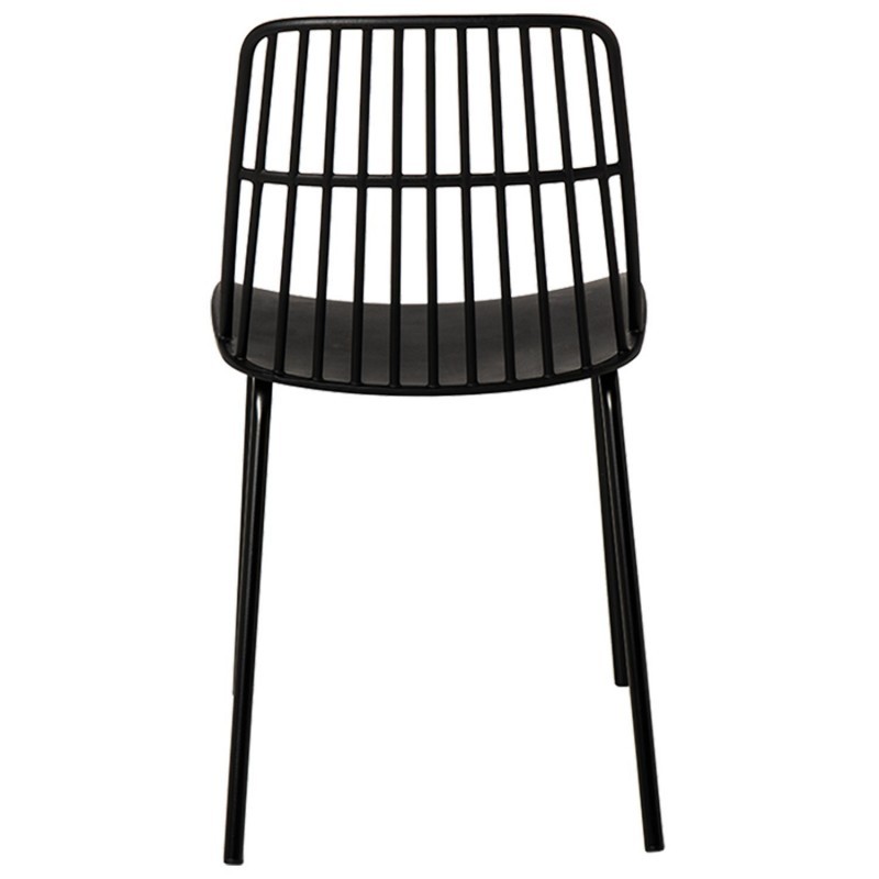Black Plastic Outdoor Chair With Metal Feet