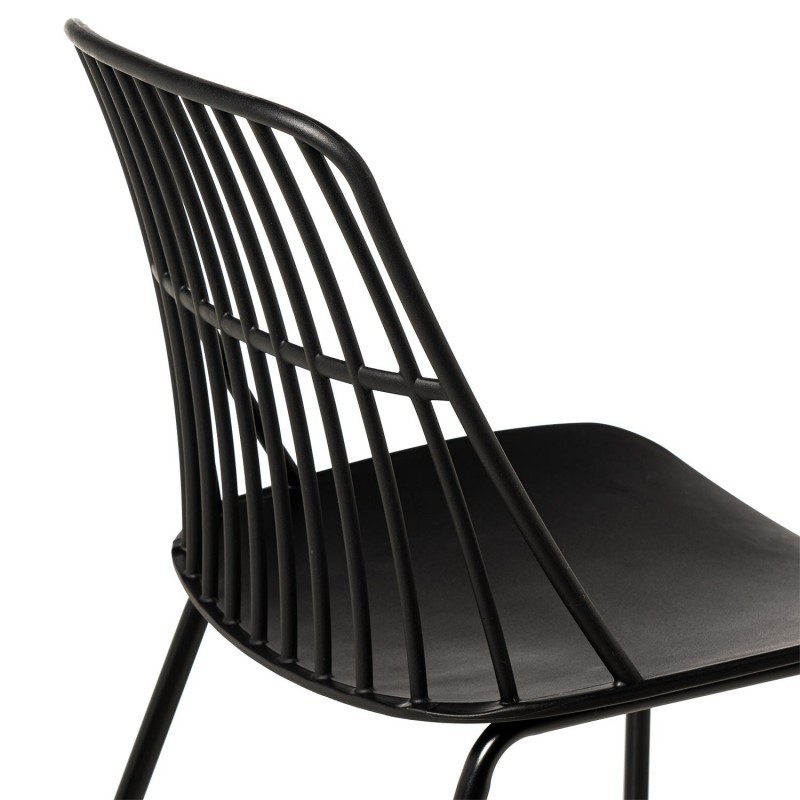 Black Plastic Outdoor Chair With Metal Feet