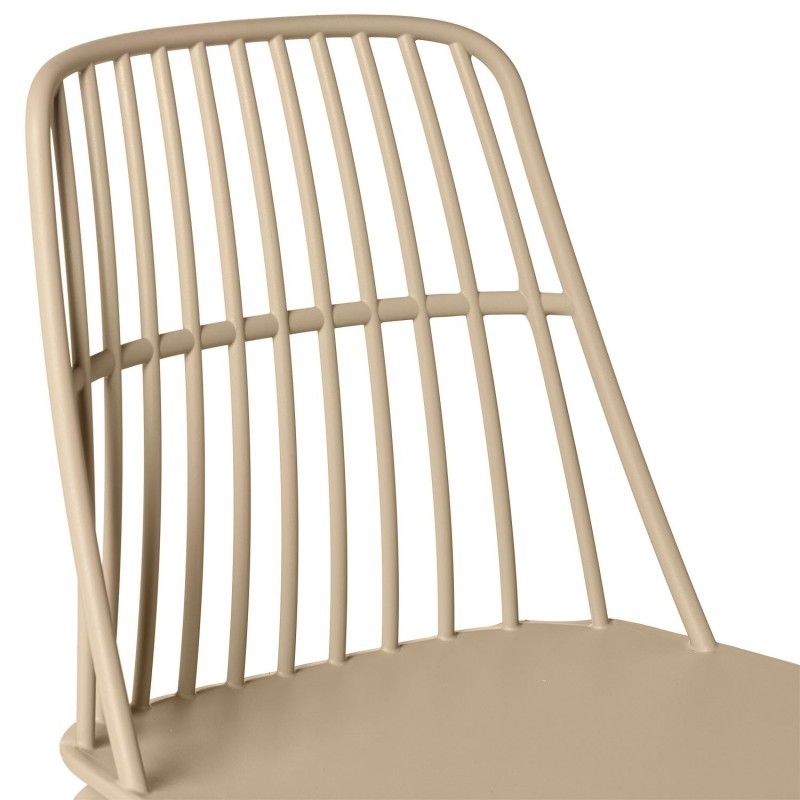 Taupe Plastic Outdoor Chair With Metal Feet