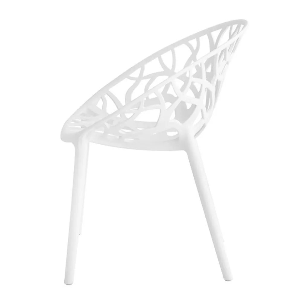 Tree Branch Cutout PP Plastic Outdoor Dining Chair - Stackable All-Weather Patio Side Chair for Restaurant, Cafe & Bistro