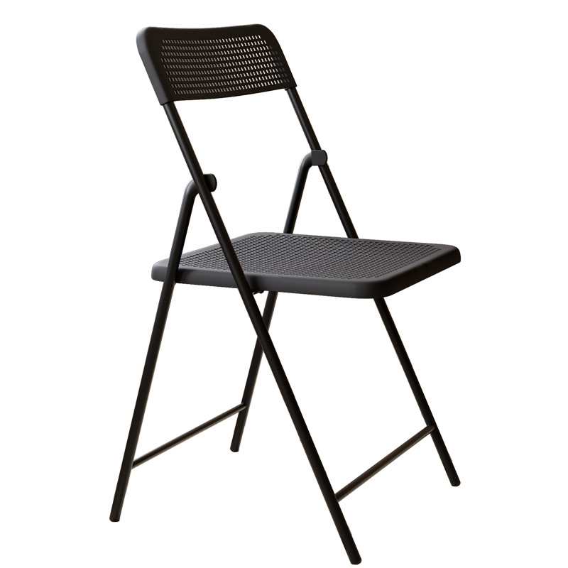 Modern Plastic Folding Chair with Perforated Seat & Steel Frame for Outdoor Use
