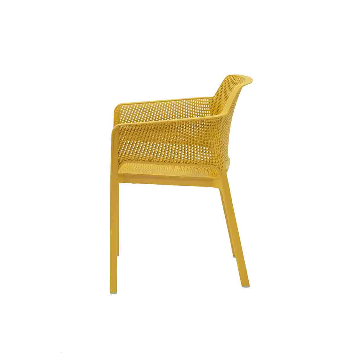 One-Piece Molded Full Micro-Perforated PP Arm Dining Chair Stackable Breathable Plastic Patio Armchair for Cafe Hotel Outdoor Wholesale