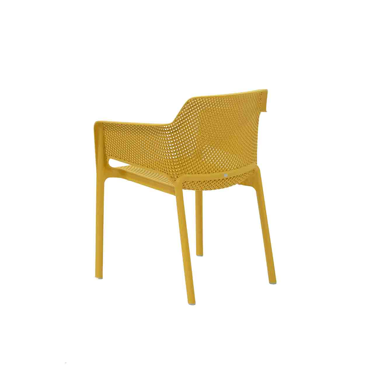 One-Piece Molded Full Micro-Perforated PP Arm Dining Chair Stackable Breathable Plastic Patio Armchair for Cafe Hotel Outdoor Wholesale