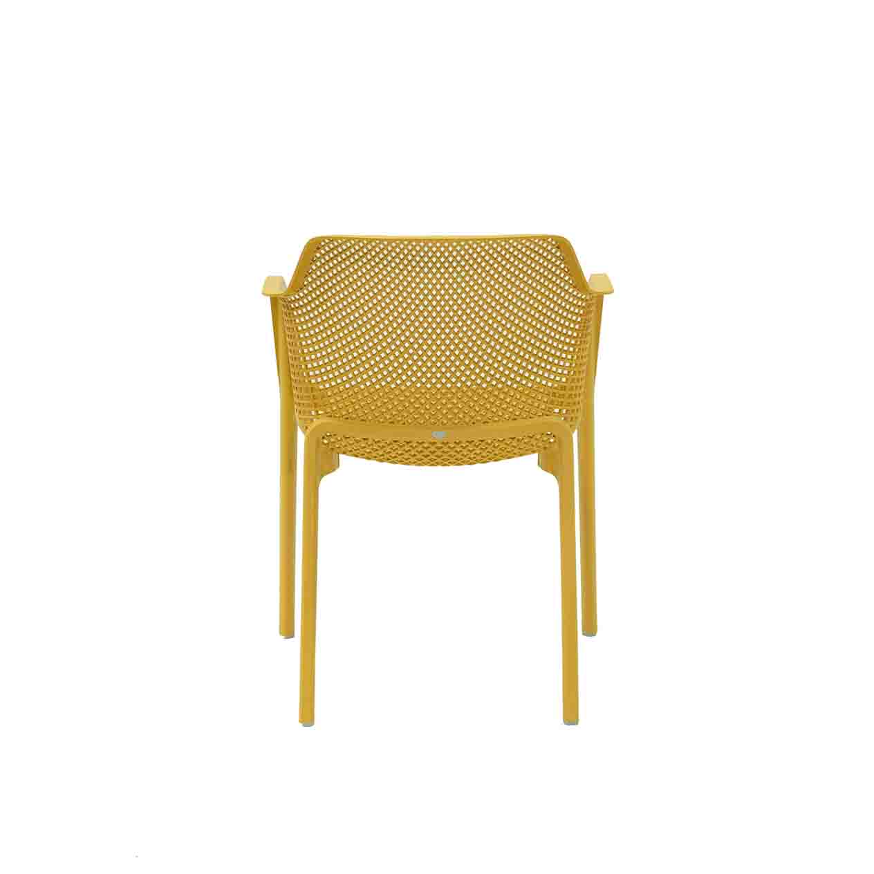 One-Piece Molded Full Micro-Perforated PP Arm Dining Chair Stackable Breathable Plastic Patio Armchair for Cafe Hotel Outdoor Wholesale
