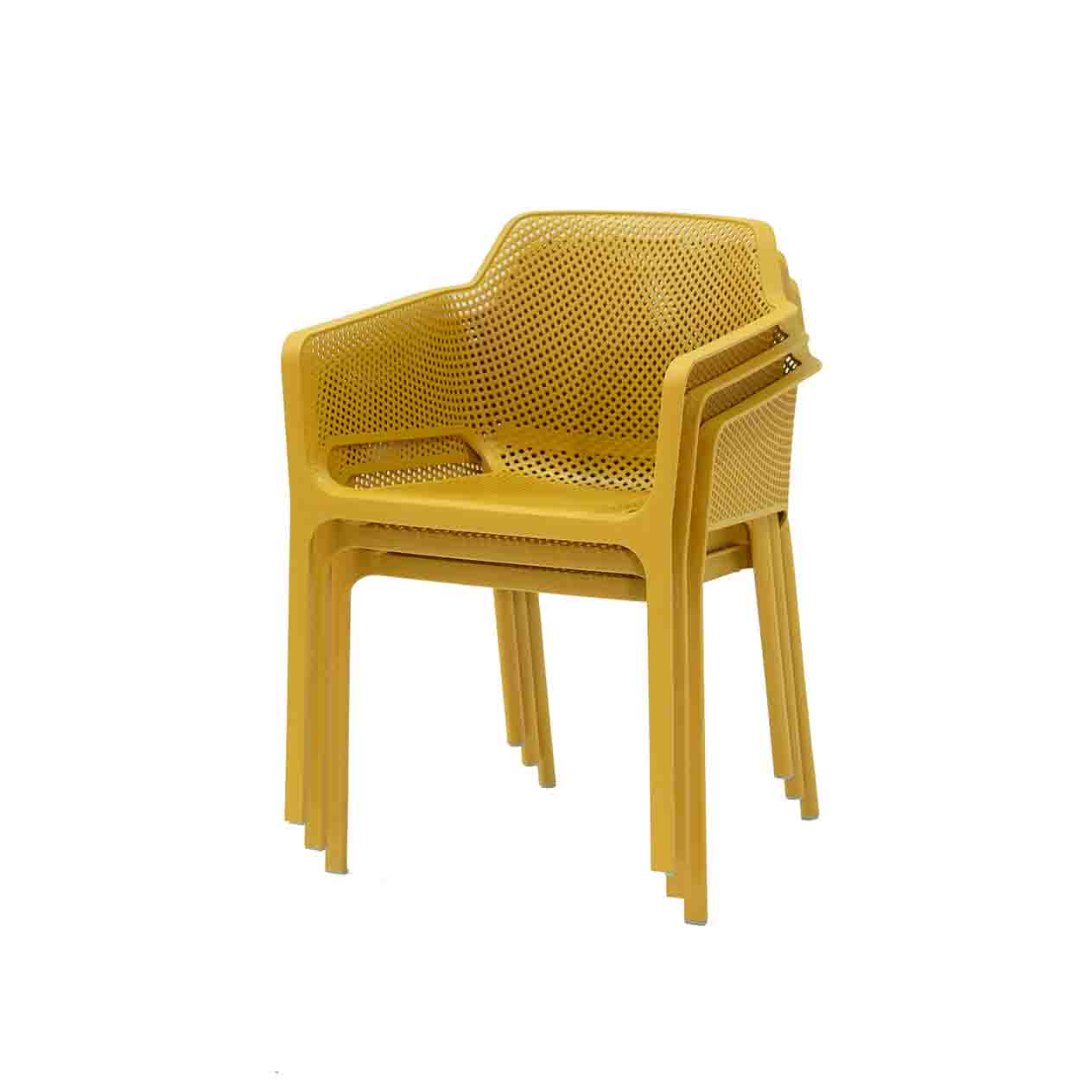 One-Piece Molded Full Micro-Perforated PP Arm Dining Chair Stackable Breathable Plastic Patio Armchair for Cafe Hotel Outdoor Wholesale