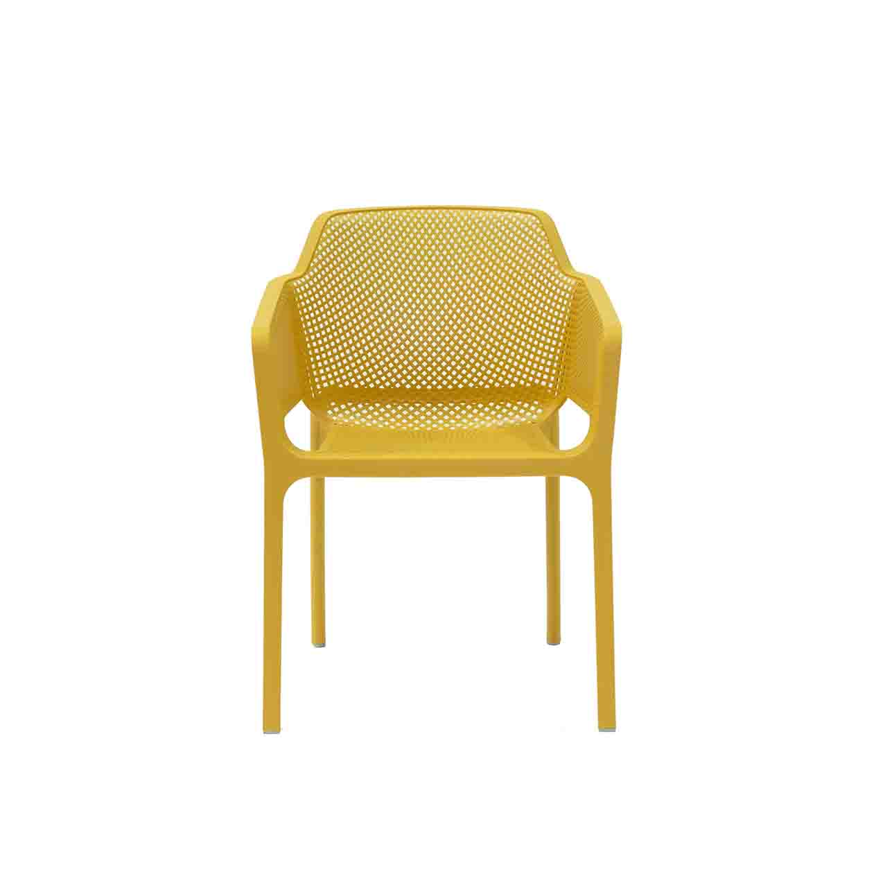 One-Piece Molded Full Micro-Perforated PP Arm Dining Chair Stackable Breathable Plastic Patio Armchair for Cafe Hotel Outdoor Wholesale