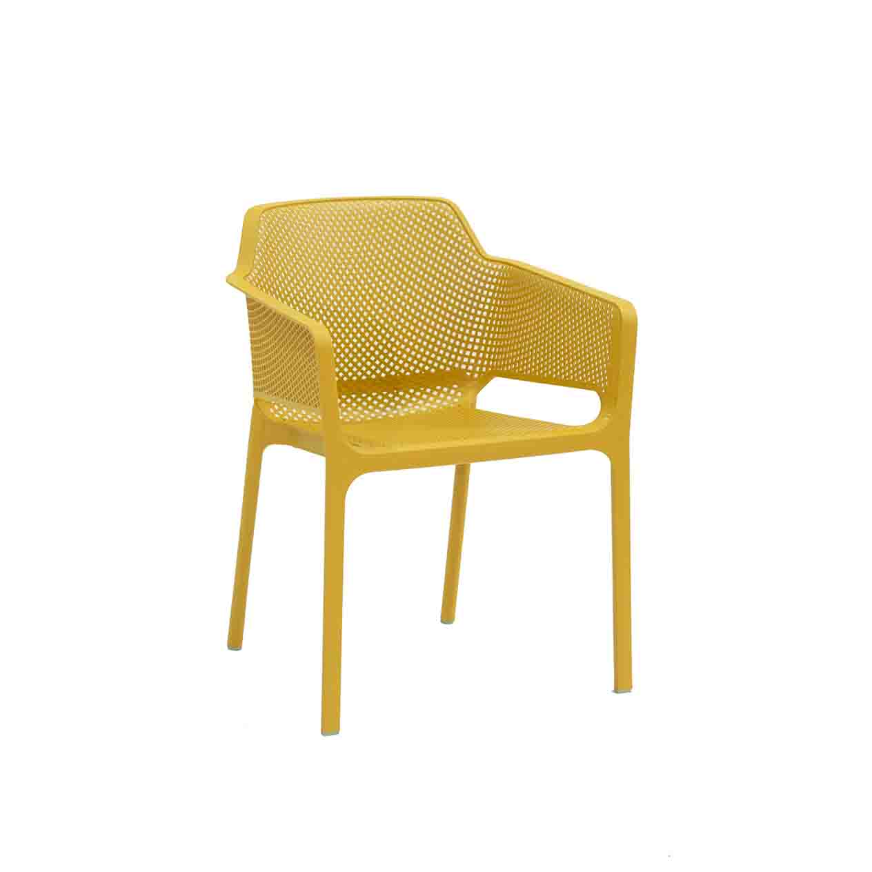 One-Piece Molded Full Micro-Perforated PP Arm Dining Chair Stackable Breathable Plastic Patio Armchair for Cafe Hotel Outdoor Wholesale