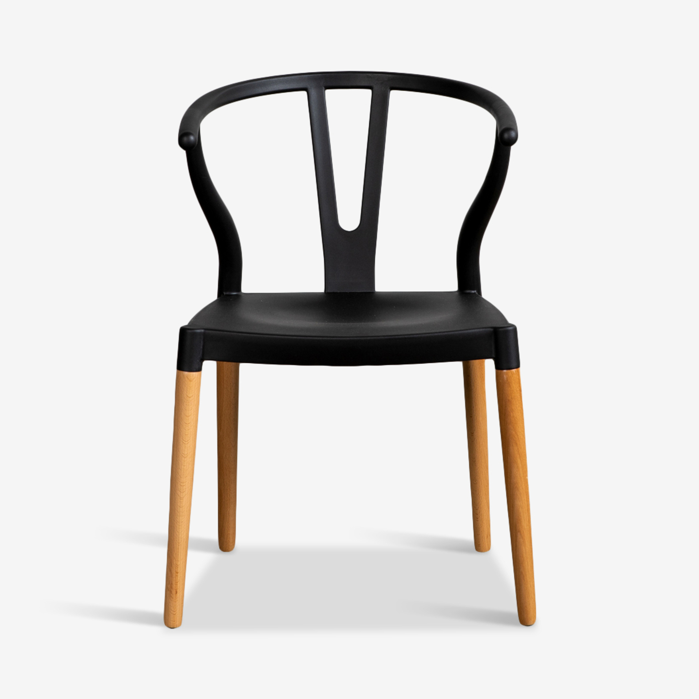 Wishbone Chair Black Seat Wooden Feet-PP Chair
