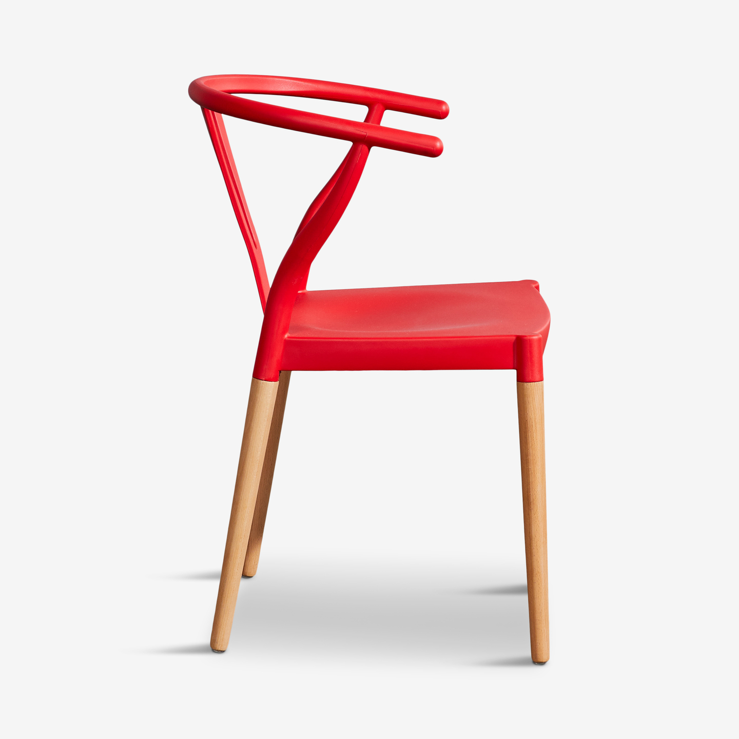 Wishbone Chair Red Seat Wooden Feet-PP Chair