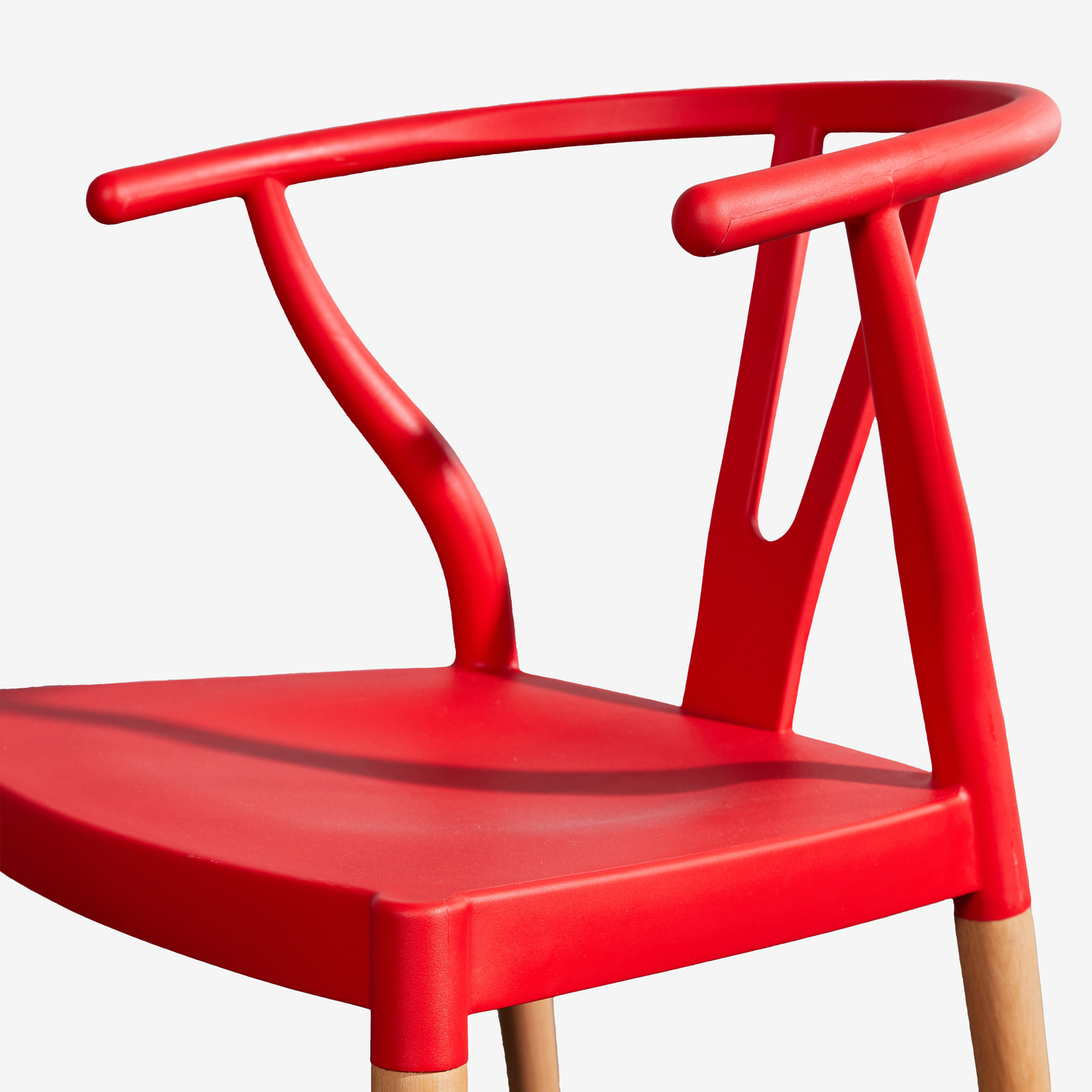 Wishbone Chair Red Seat Wooden Feet-PP Chair