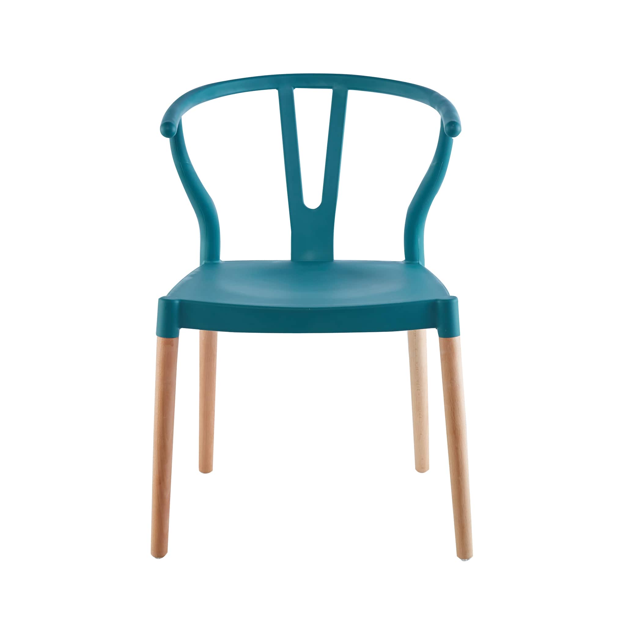 Wishbone Chair Turquoise Seat Wooden Feet-PP Chair