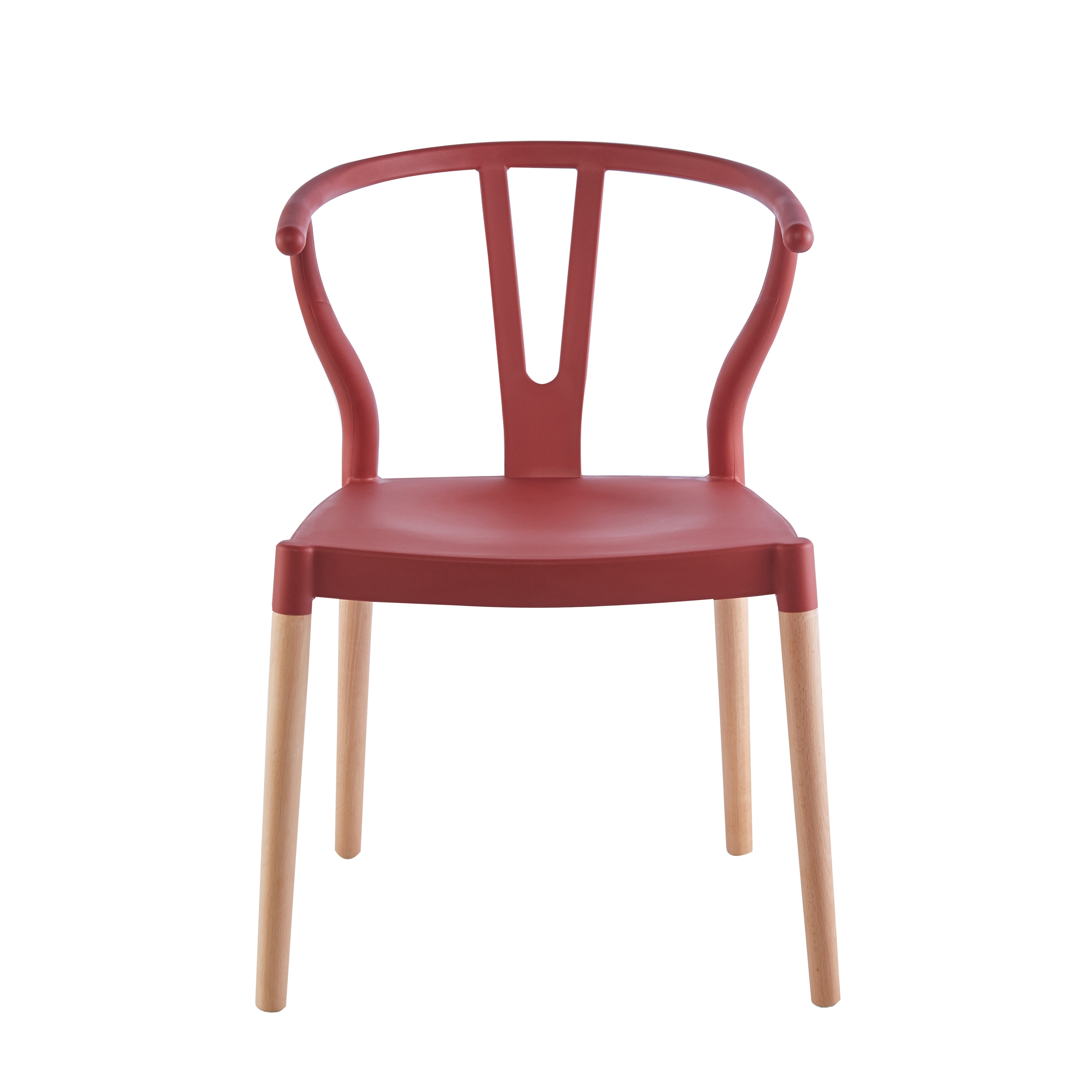 Wishbone Chair Burgundy Seat Wooden Feet-PP Chair
