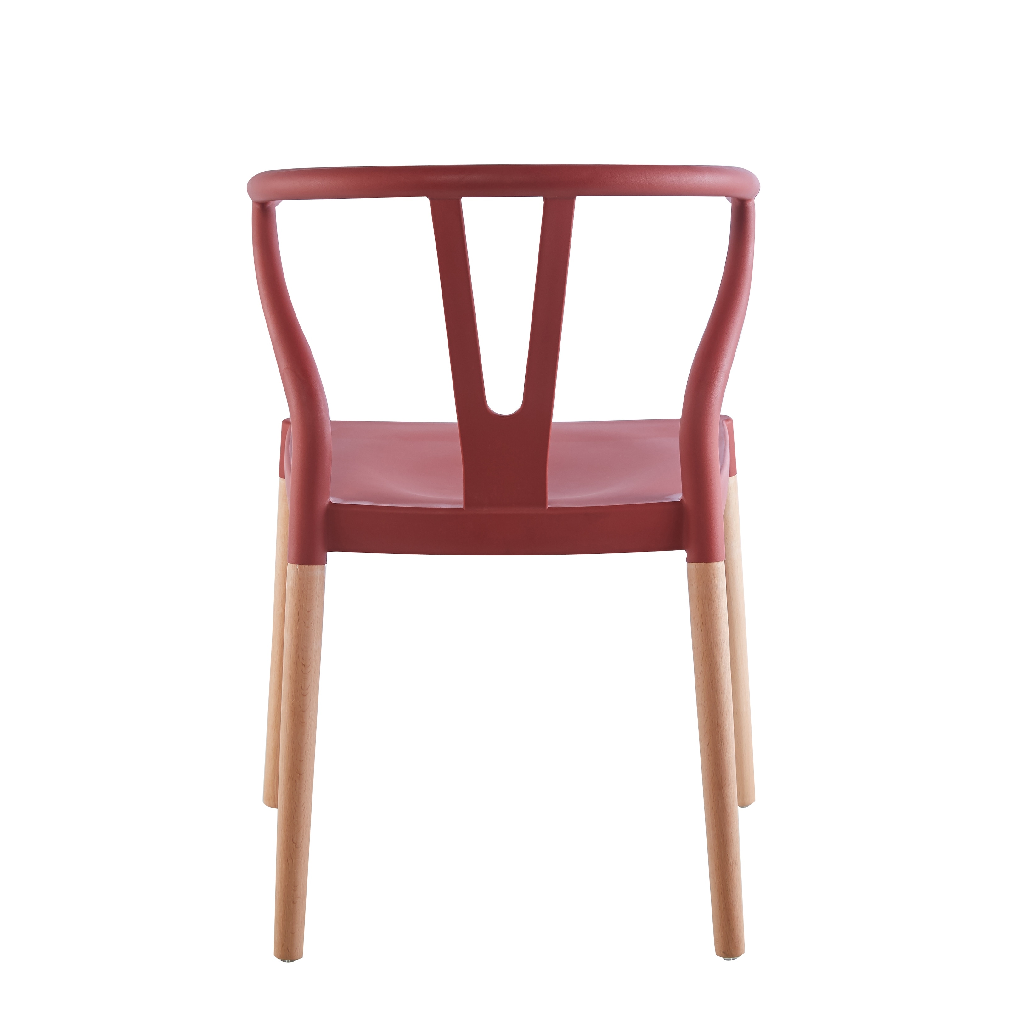 Wishbone Chair Burgundy Seat Wooden Feet-PP Chair