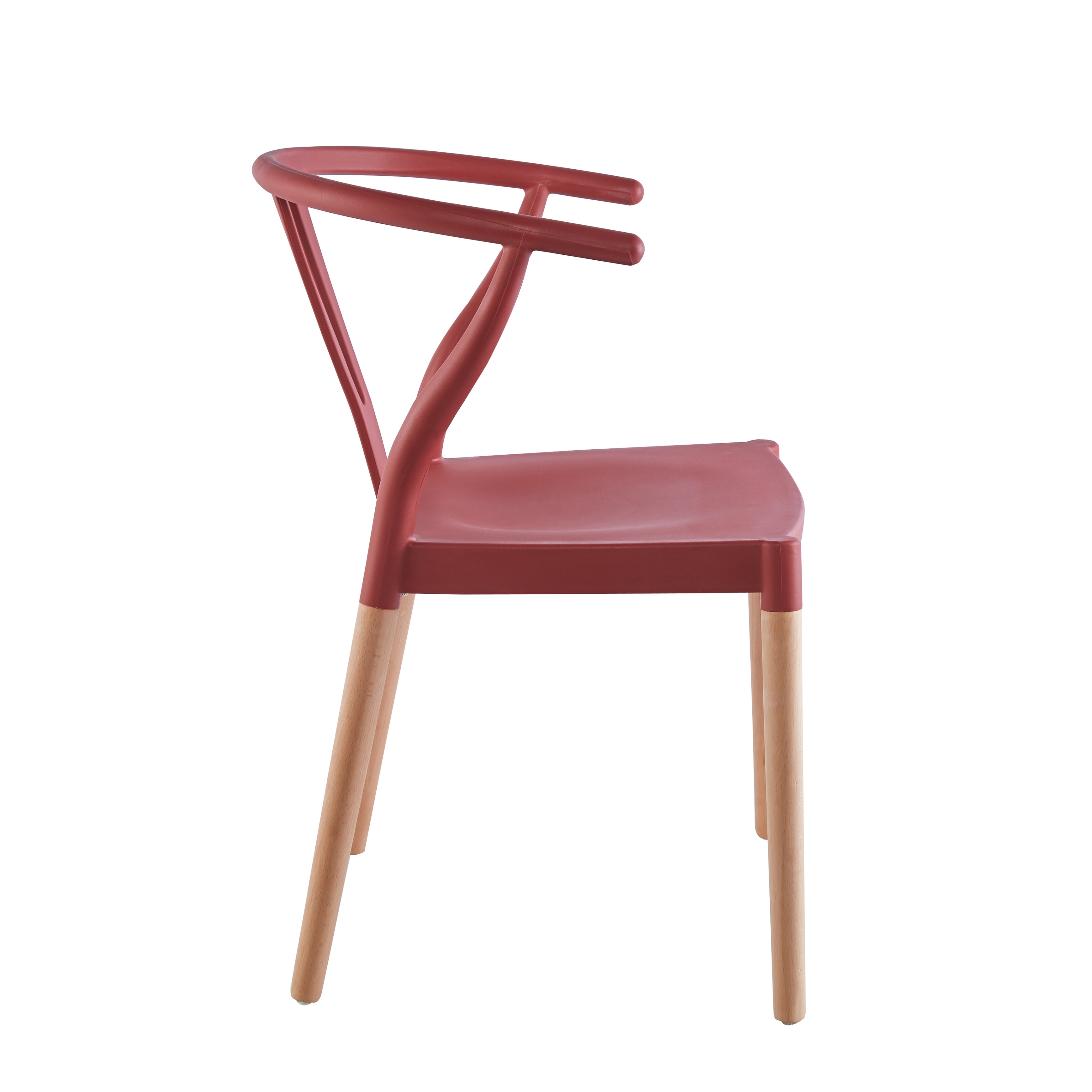 Wishbone Chair Burgundy Seat Wooden Feet-PP Chair