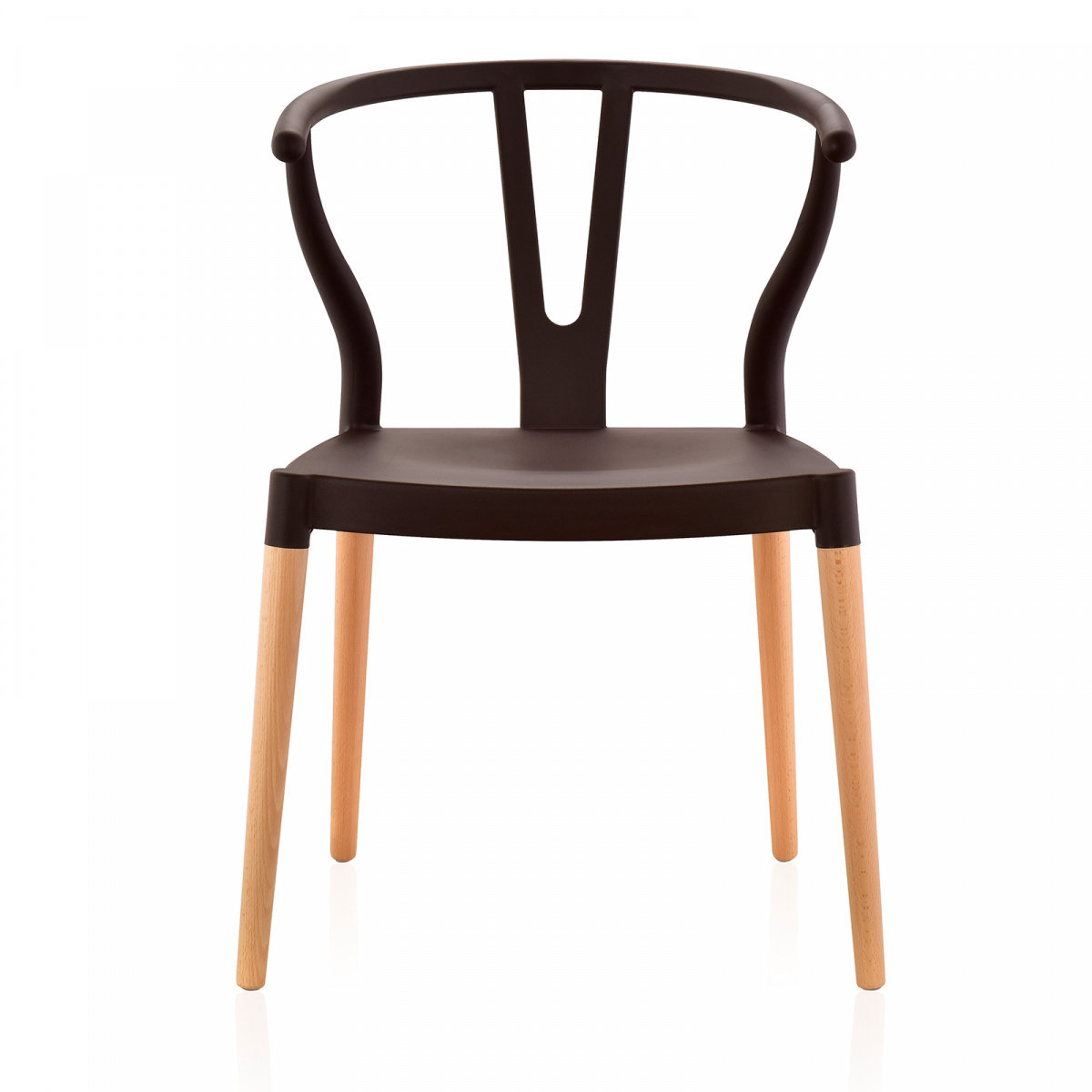 Wishbone Chair Brown Seat Wooden Feet-PP Chair